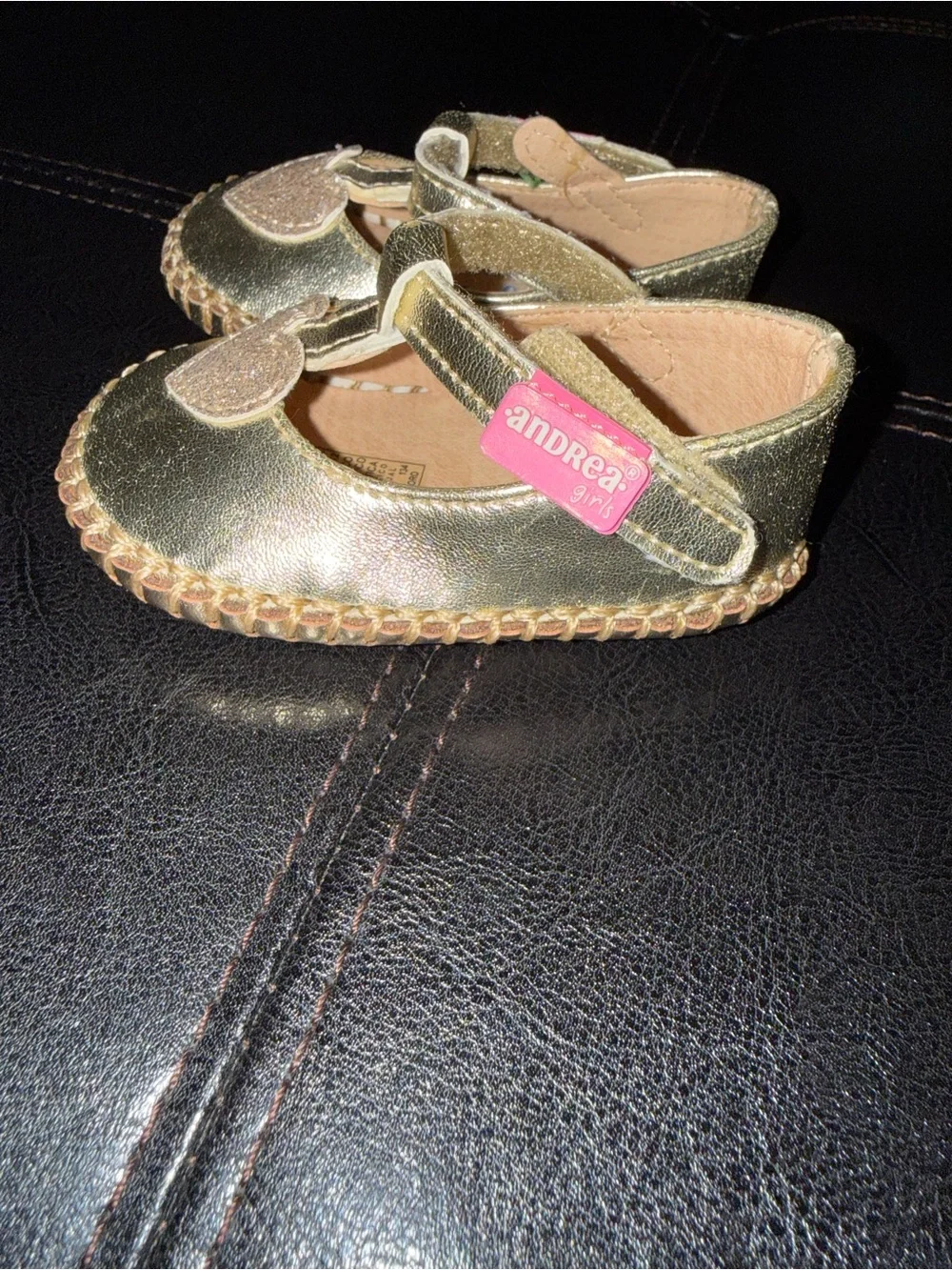 Baby Mary Jane Gold Heart Strap Shoes